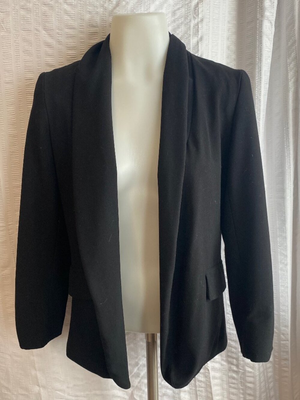 Necessary Objects Black Open Front Draped Blazer